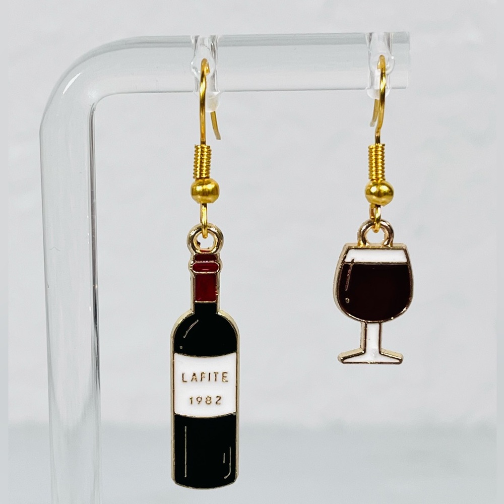 4/$20 Wine Bottle & Glass Mis-match Earrings